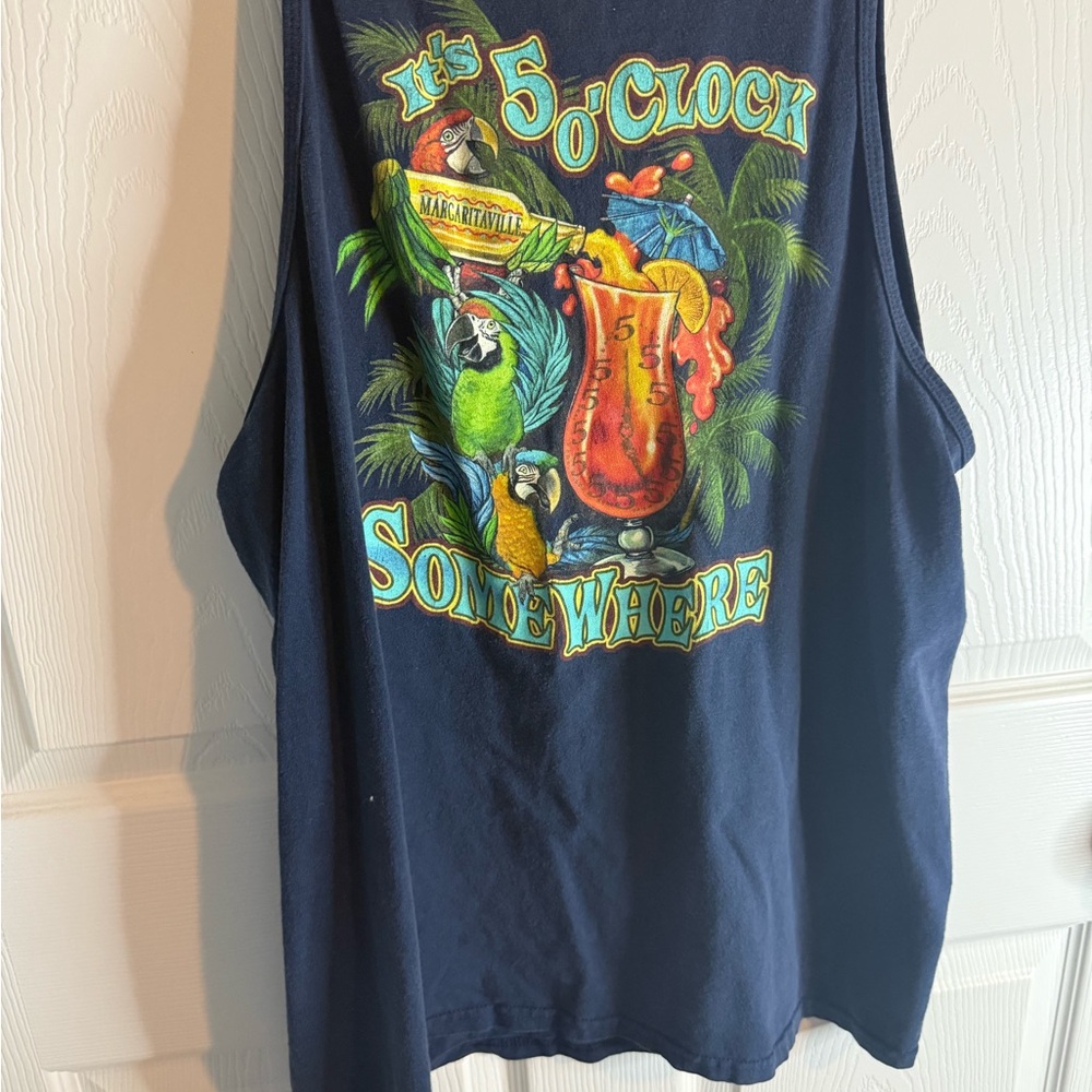 Margaritaville Navy Tank Top with Tropical Design